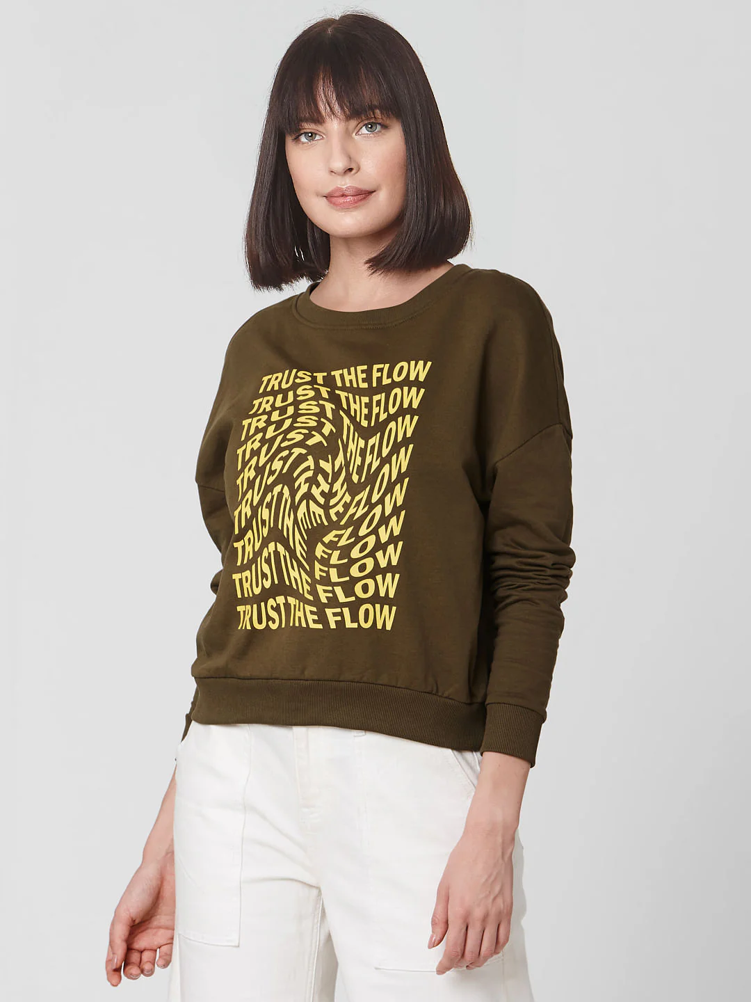 Green Slogan Print Sweatshirt - Image 2