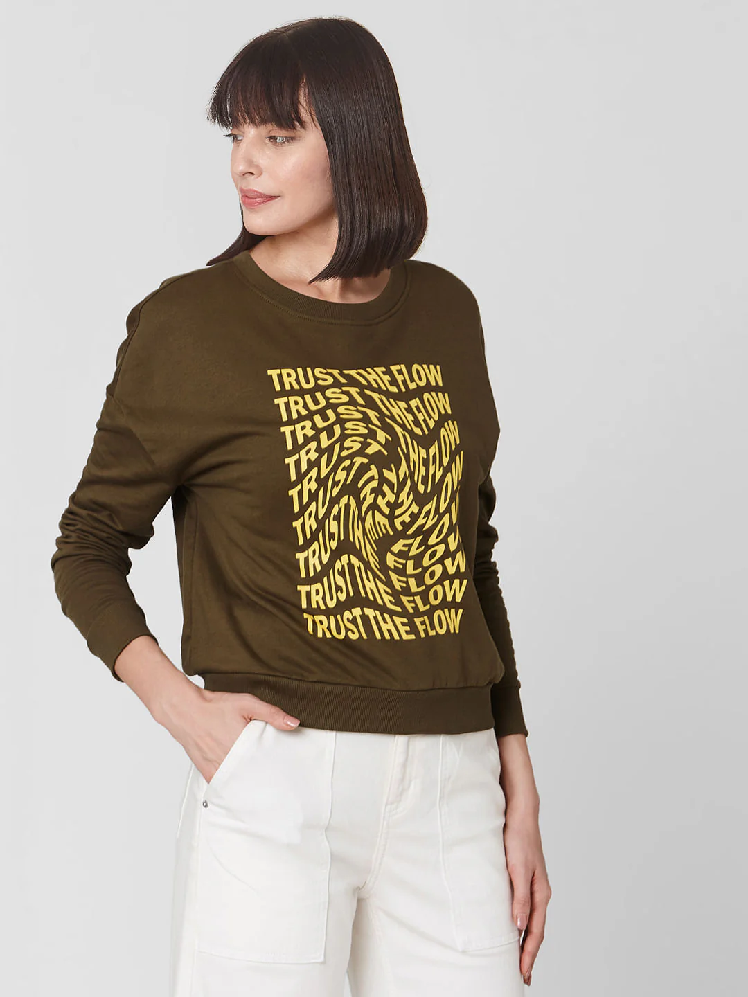 Green Slogan Print Sweatshirt - Image 3