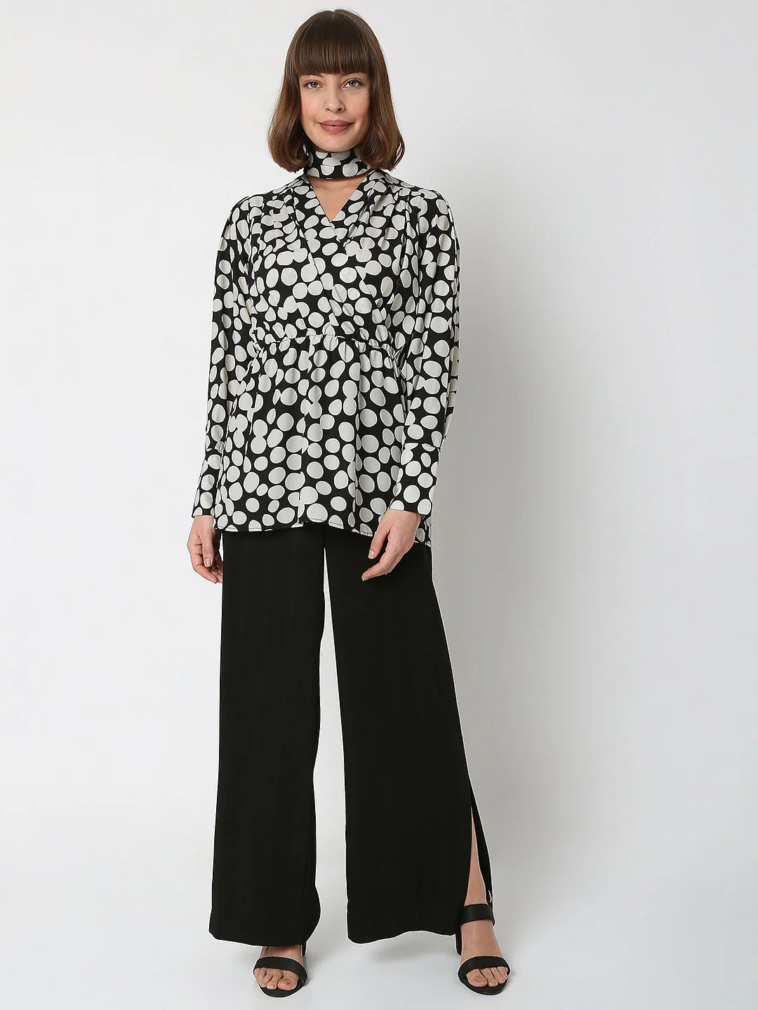 Black Polka Dot Wrap Top - Image 5