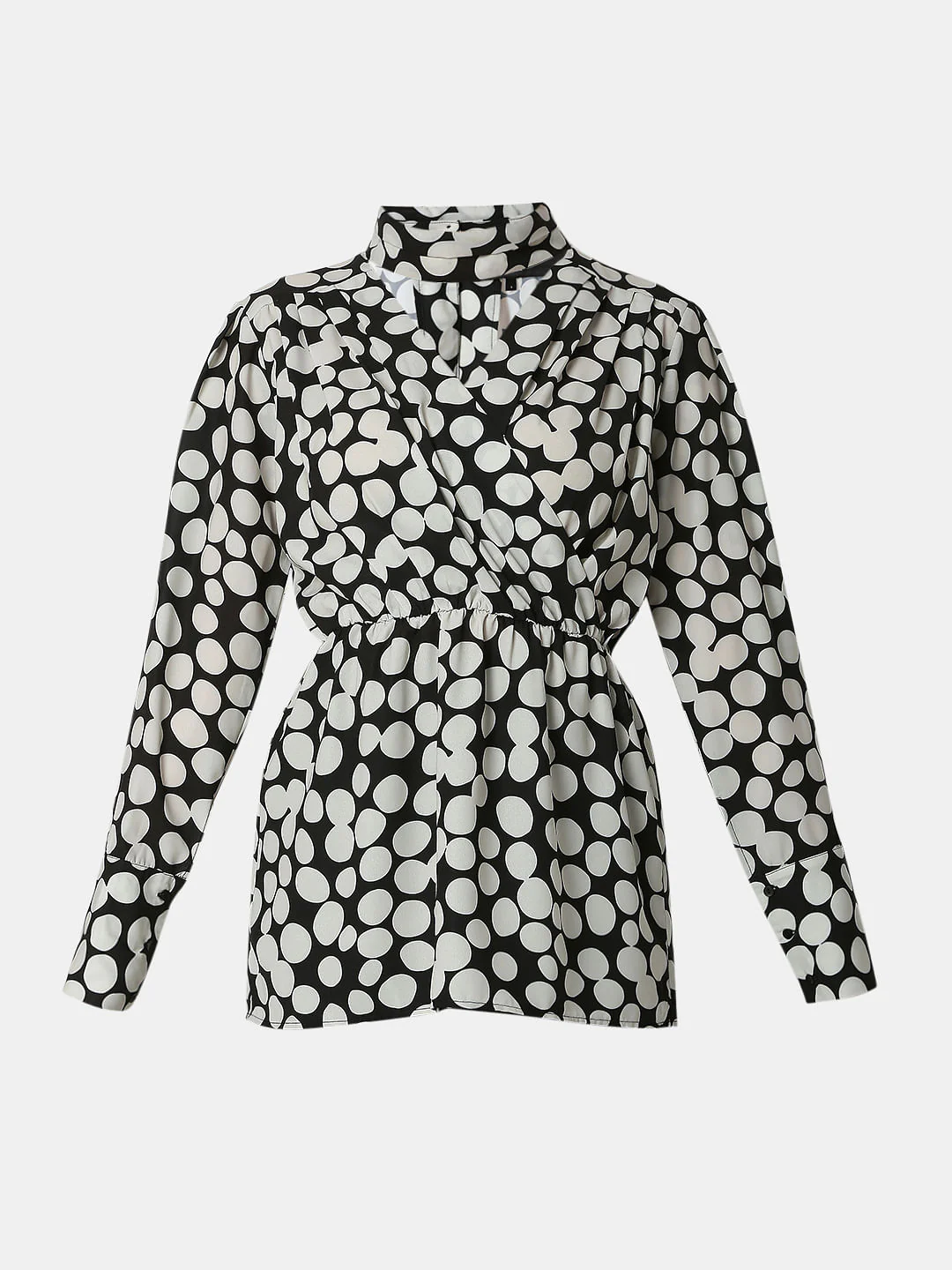 Black Polka Dot Wrap Top - Image 7