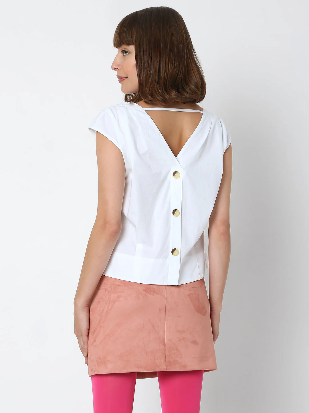 White V-Neck Co-Ord Set Top - Image 3