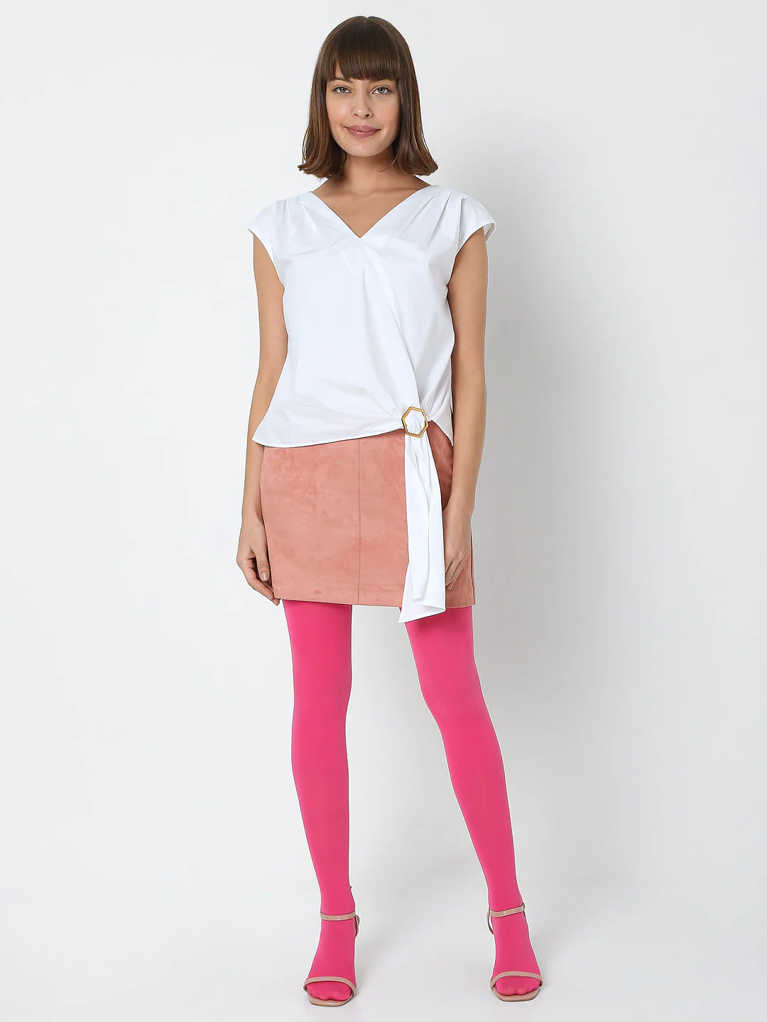 White V-Neck Co-Ord Set Top - Image 4