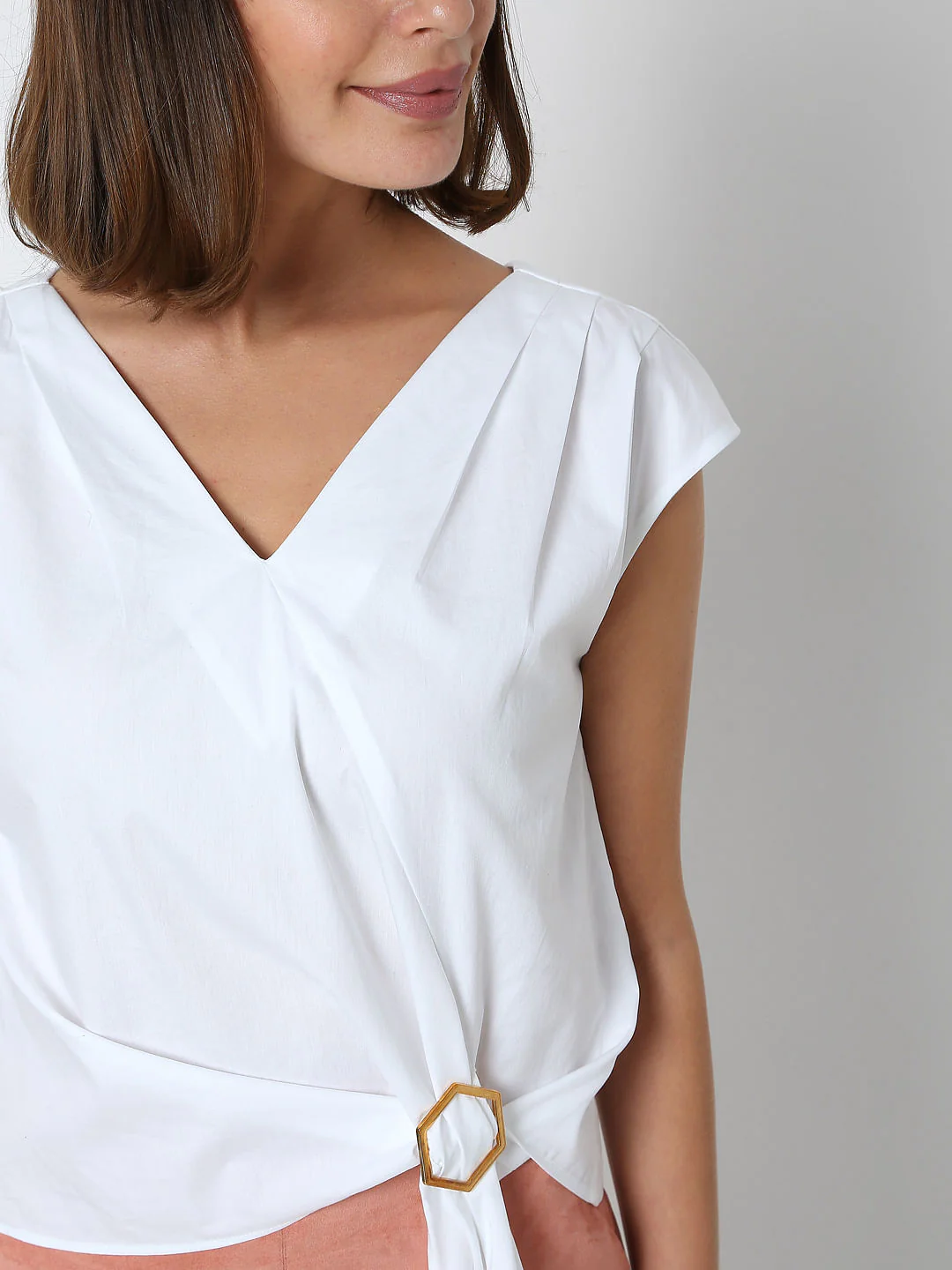 White V-Neck Co-Ord Set Top - Image 5