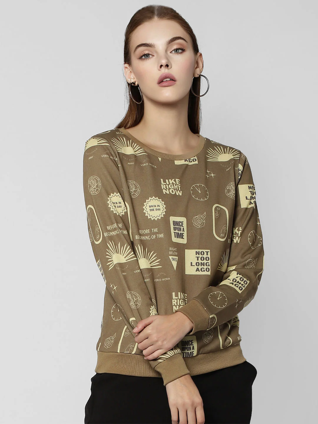 Brown Quirky Graphic Print Sweatshirt - Image 2