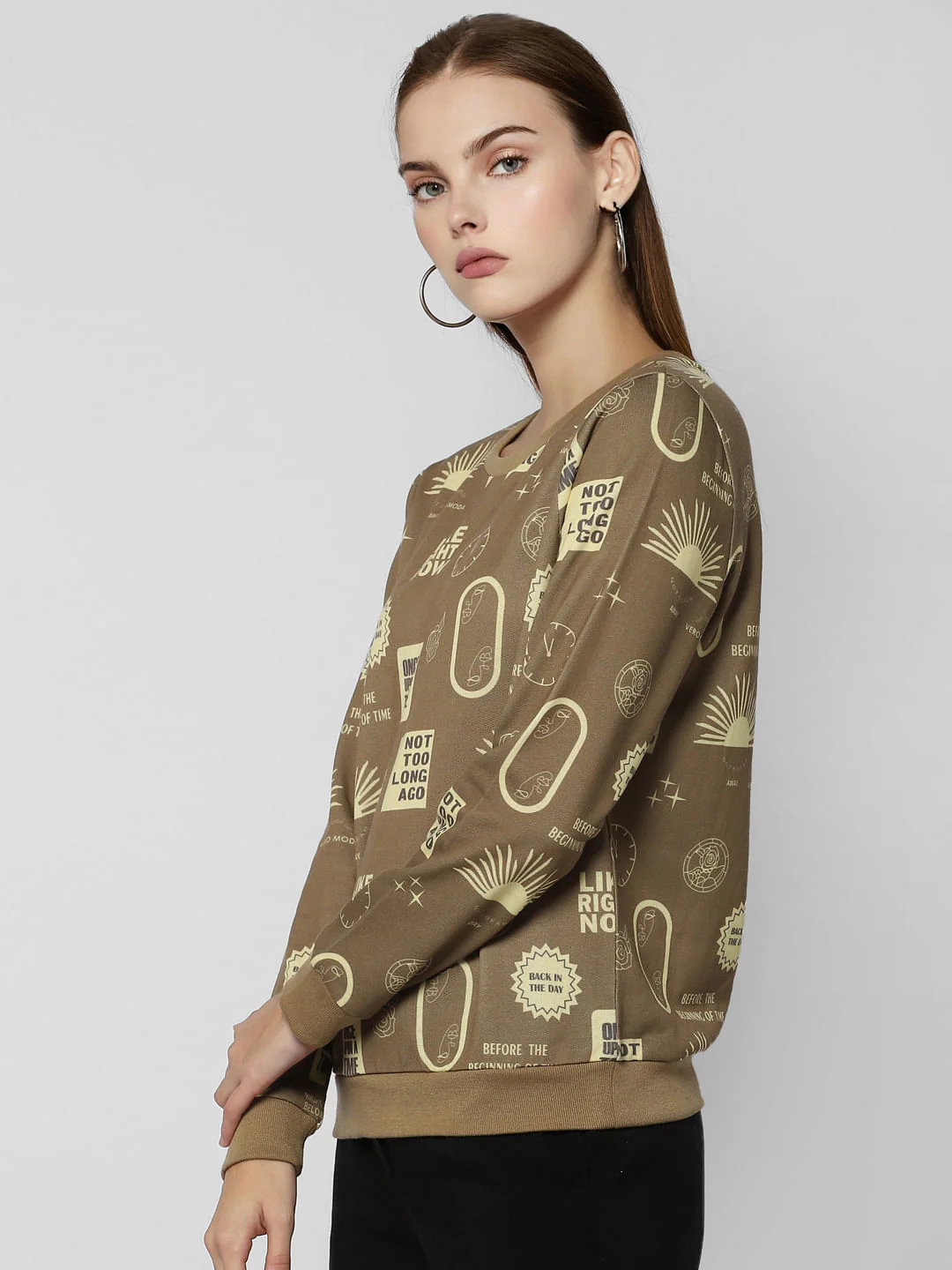 Brown Quirky Graphic Print Sweatshirt - Image 3