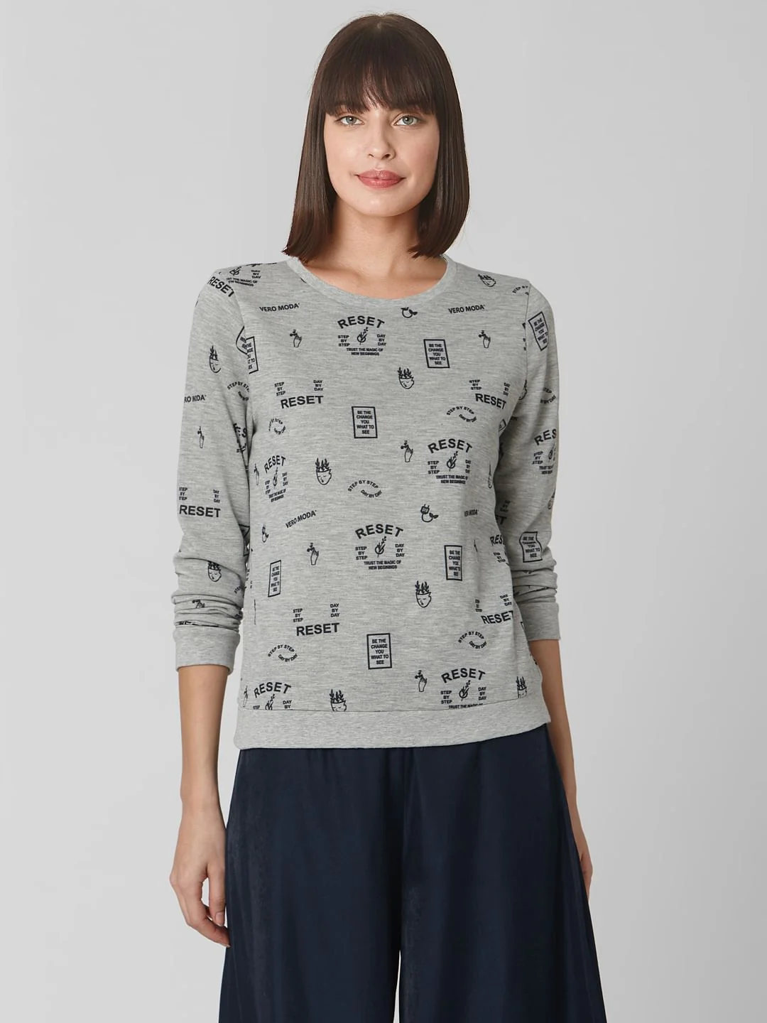 Grey Reset Graphic Print Sweatshirt - Image 2