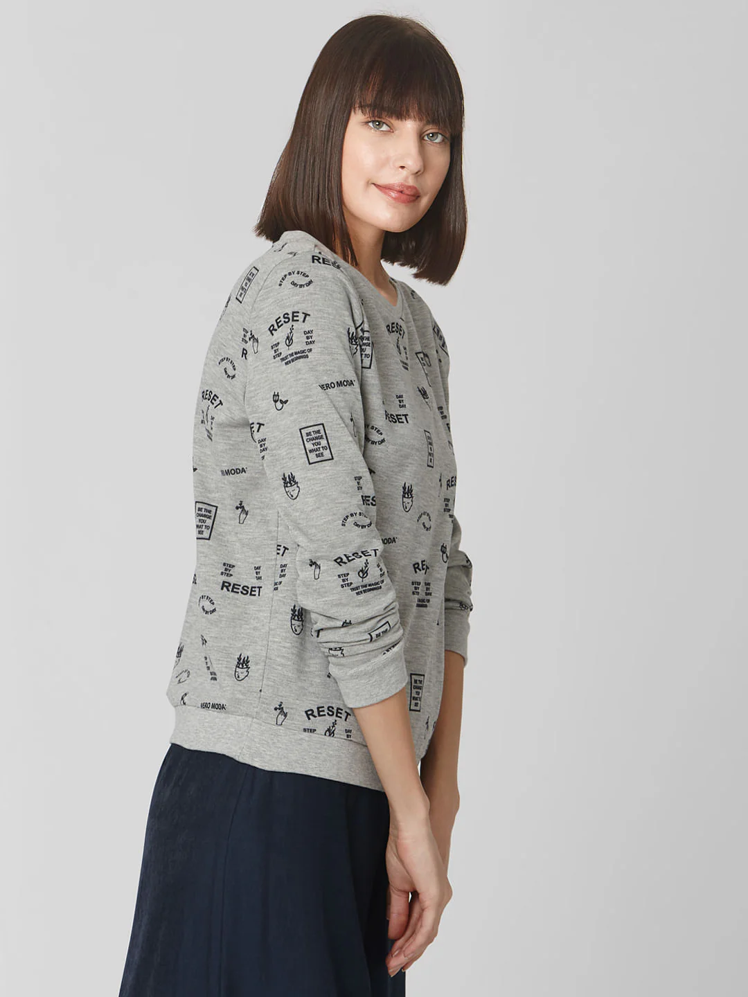 Grey Reset Graphic Print Sweatshirt - Image 3