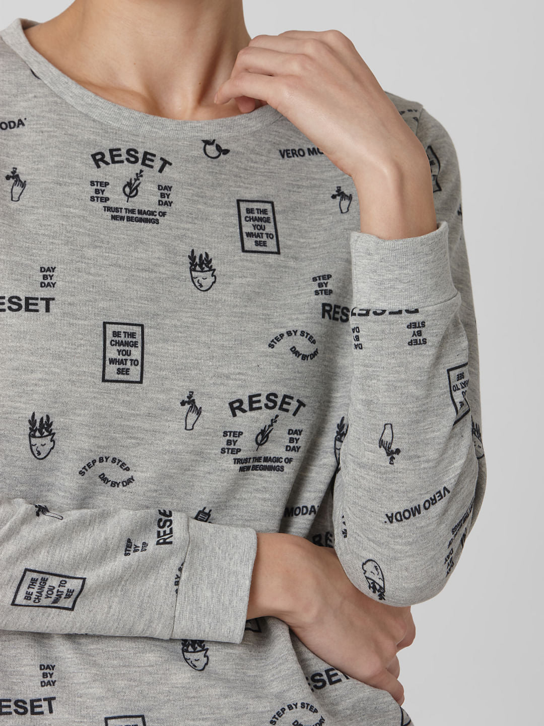 Grey Reset Graphic Print Sweatshirt - Image 6