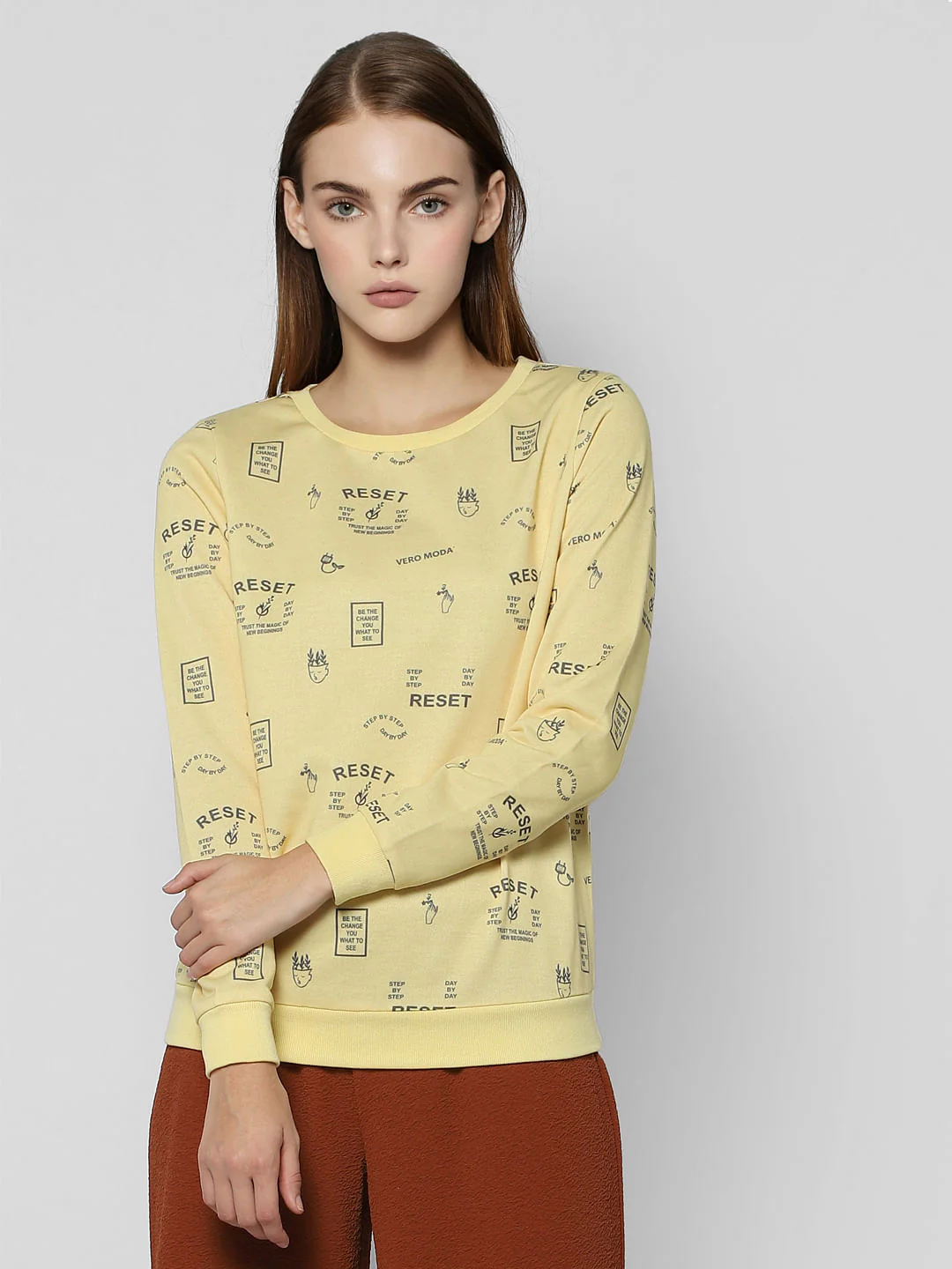 Yellow Reset Graphic Print Sweatshirt - Image 2
