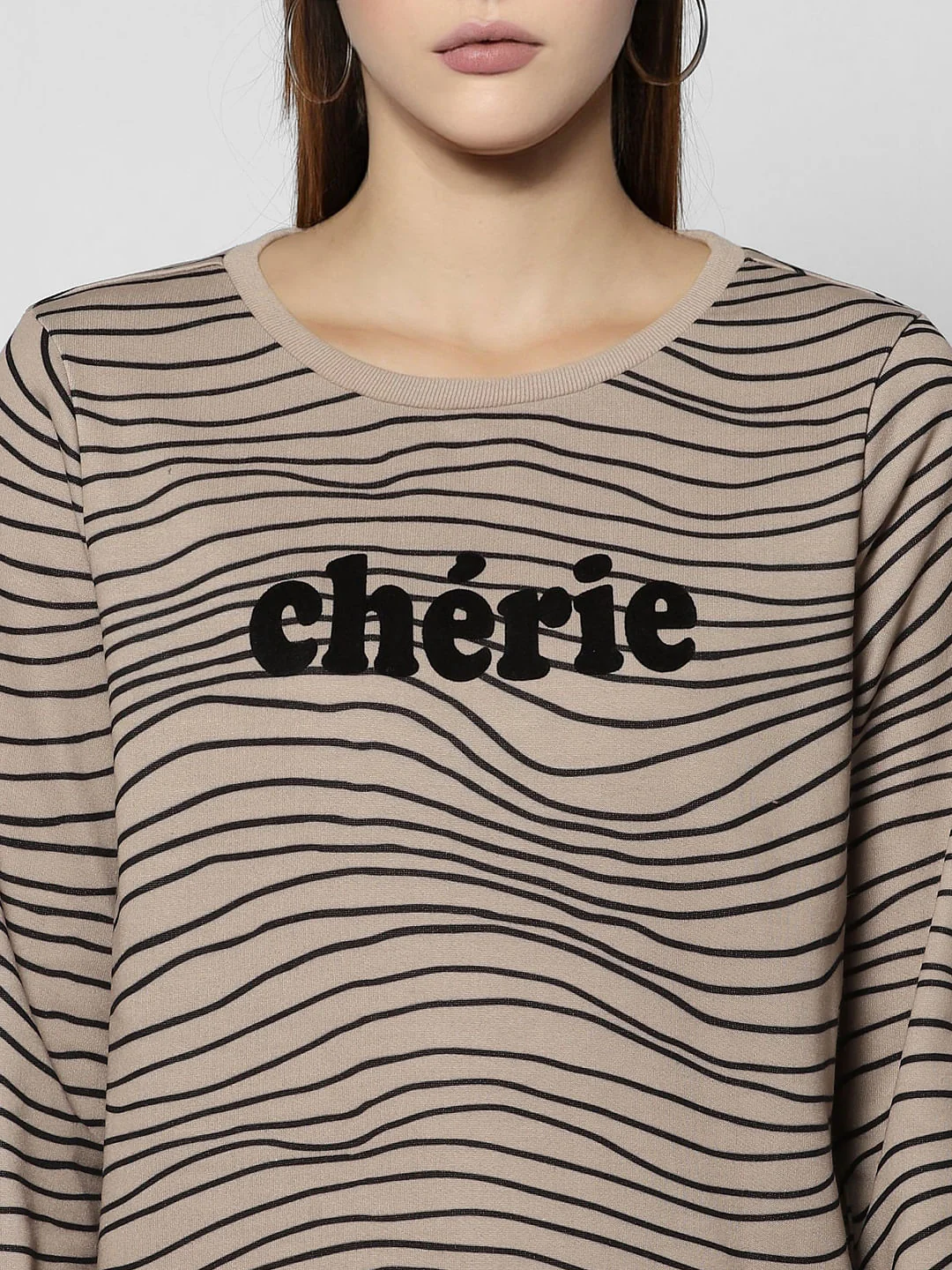 Beige Text Print Sweatshirt - Image 5