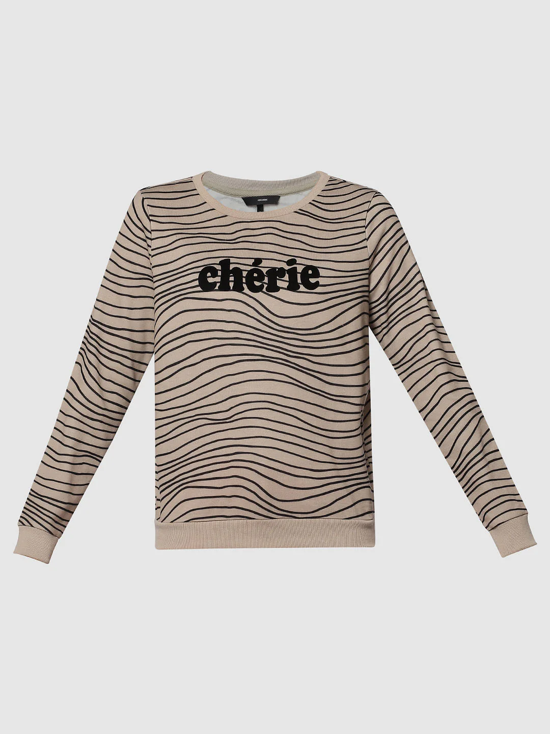 Beige Text Print Sweatshirt - Image 6