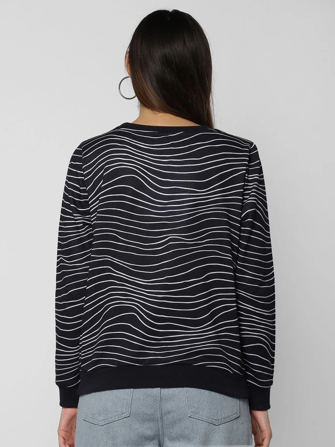 Navy Blue Text Print Sweatshirt - Image 4