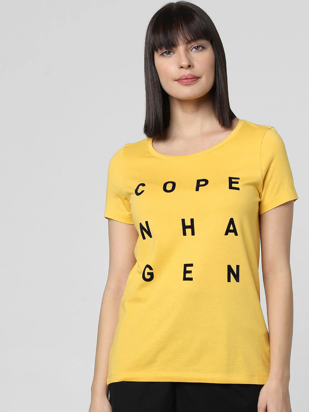 Yellow Text Print T-Shirt - Image 2
