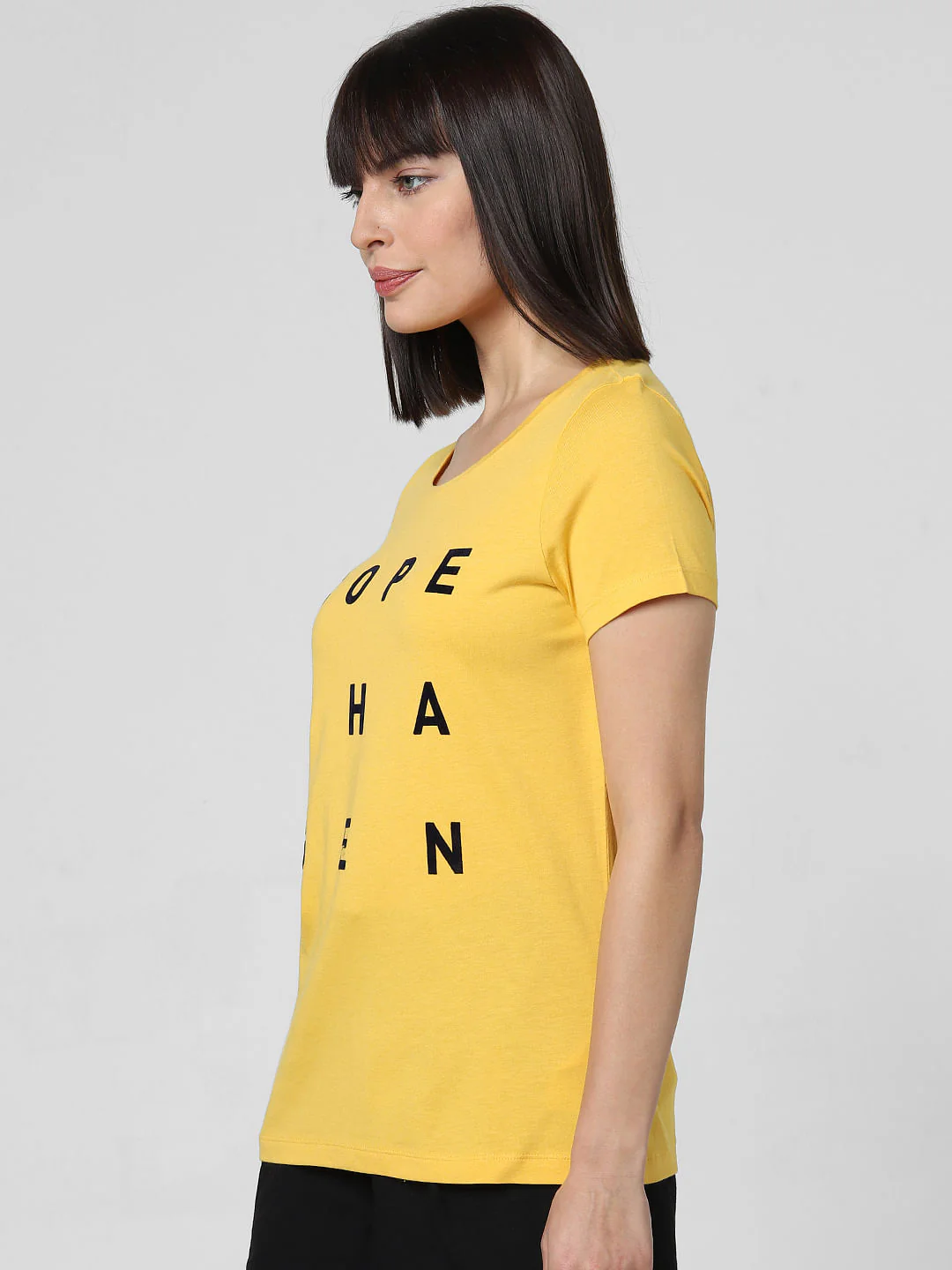 Yellow Text Print T-Shirt - Image 3