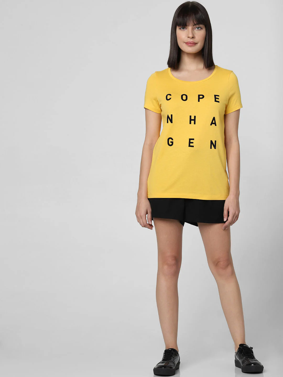 Yellow Text Print T-Shirt - Image 5