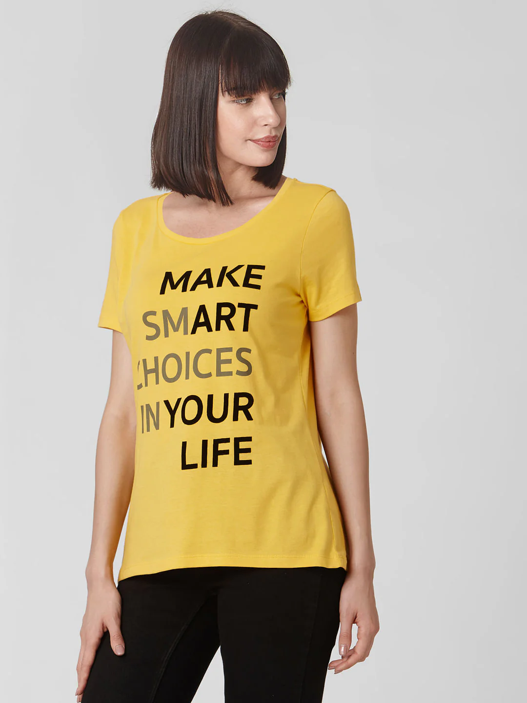 Yellow Quote Print T-Shirt - Image 2