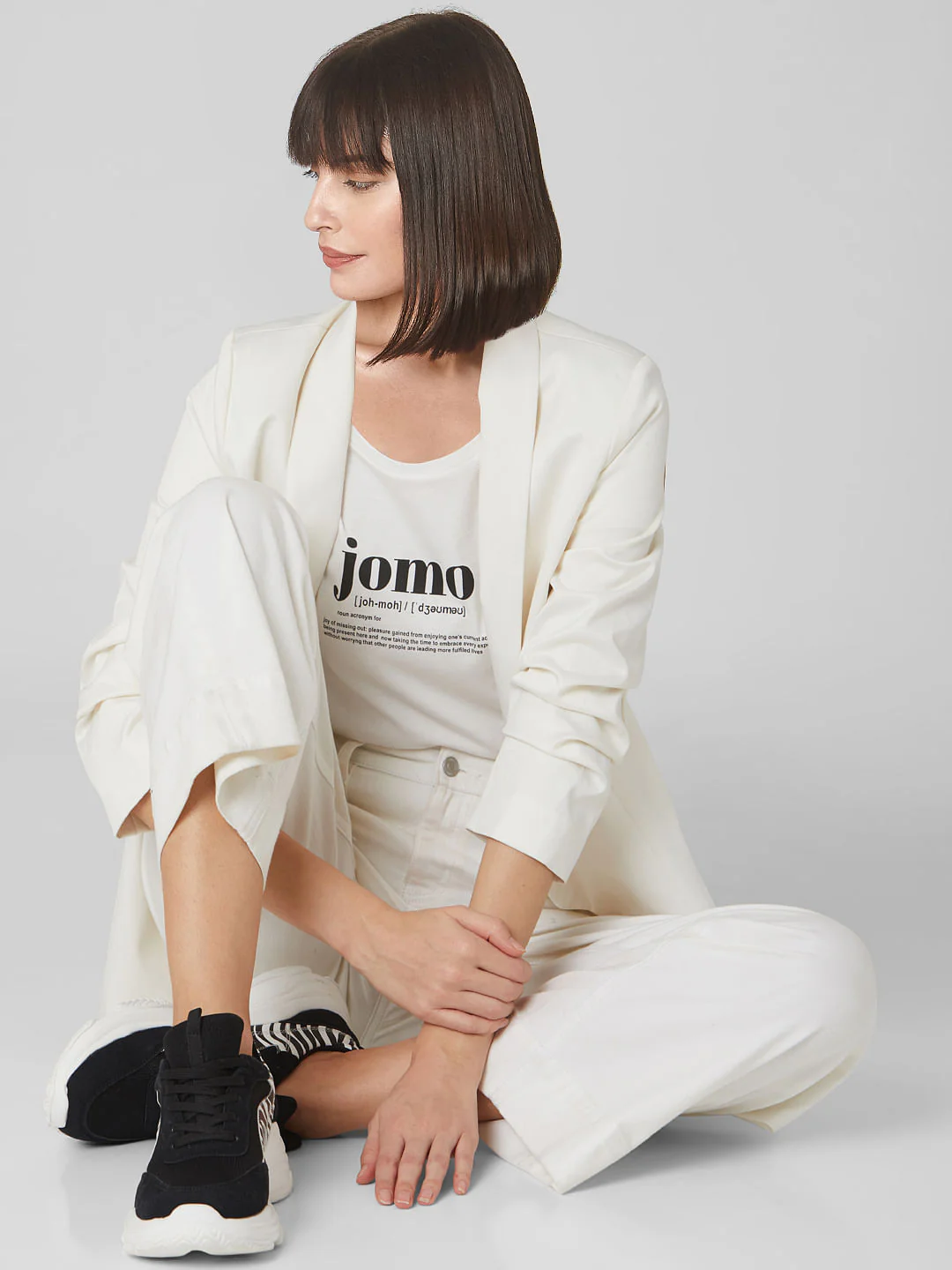 White Quote Print T-Shirt