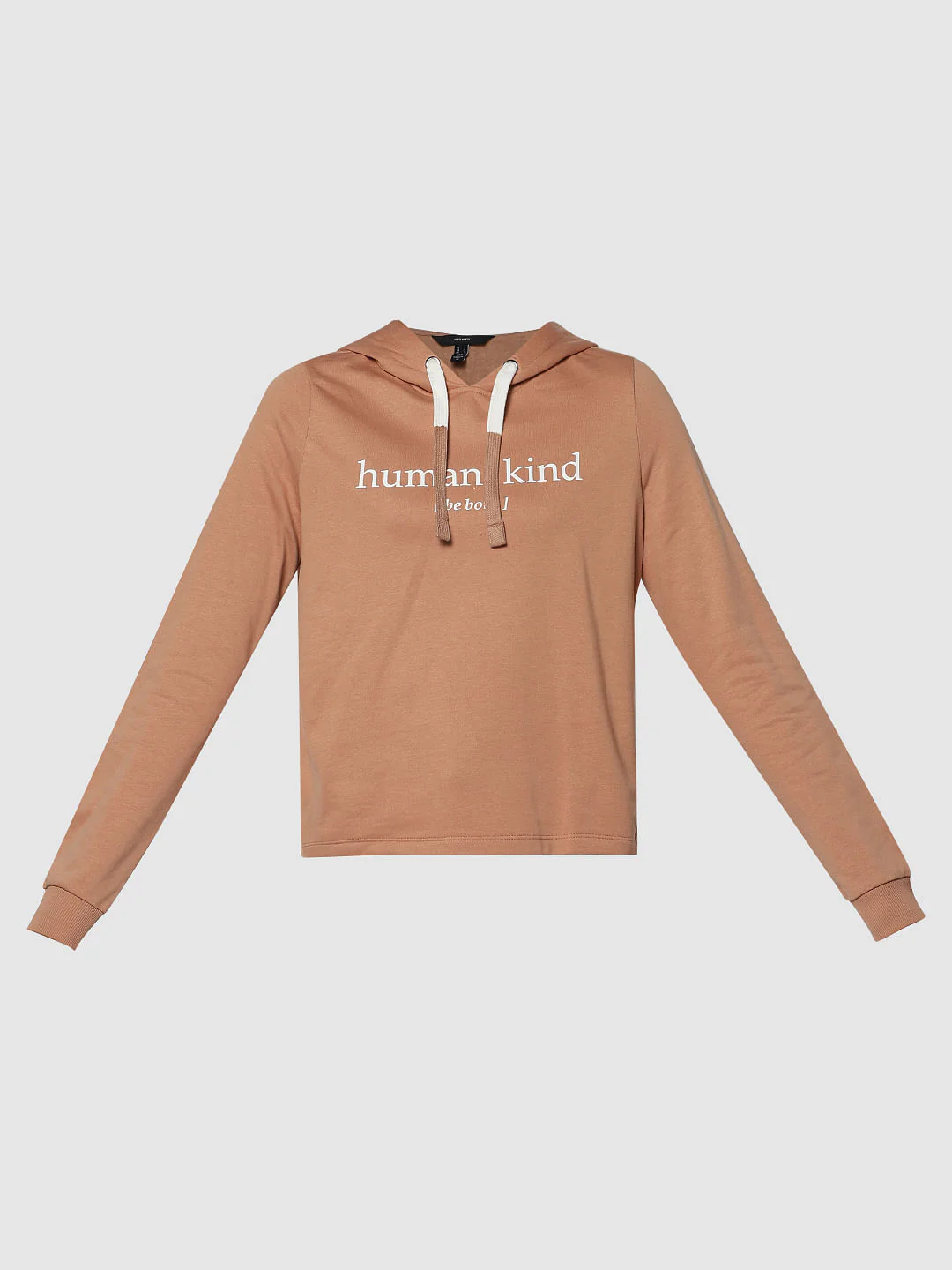 Beige Text Print Hooded Sweatshirt - Image 6