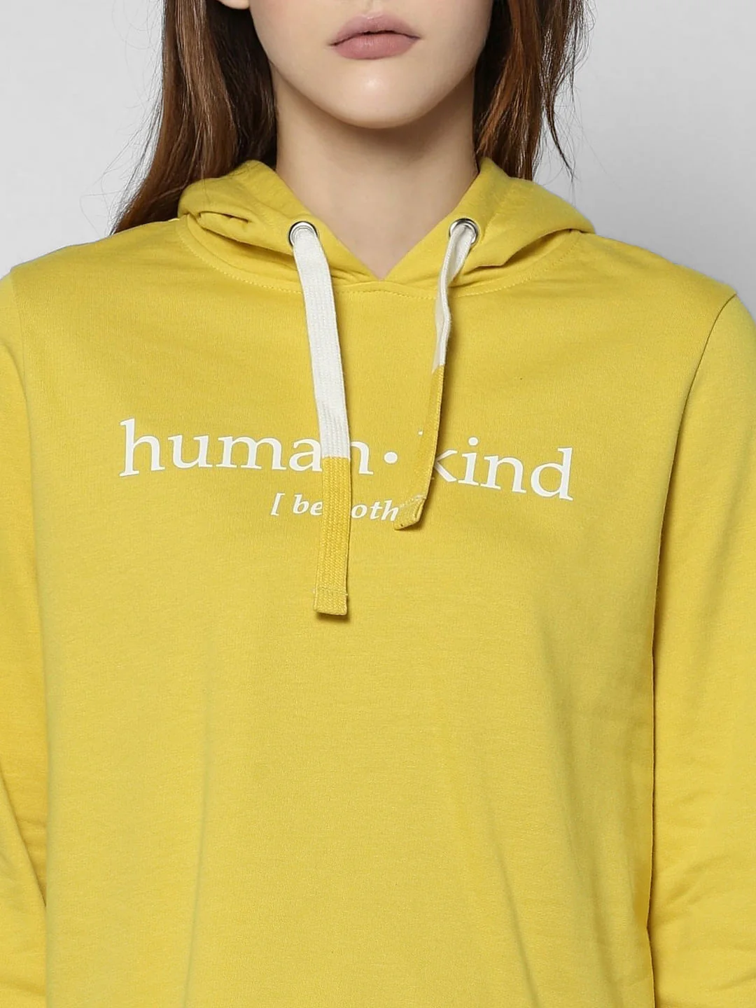 Yellow Text Print Hooded Sweatshirt - Image 5