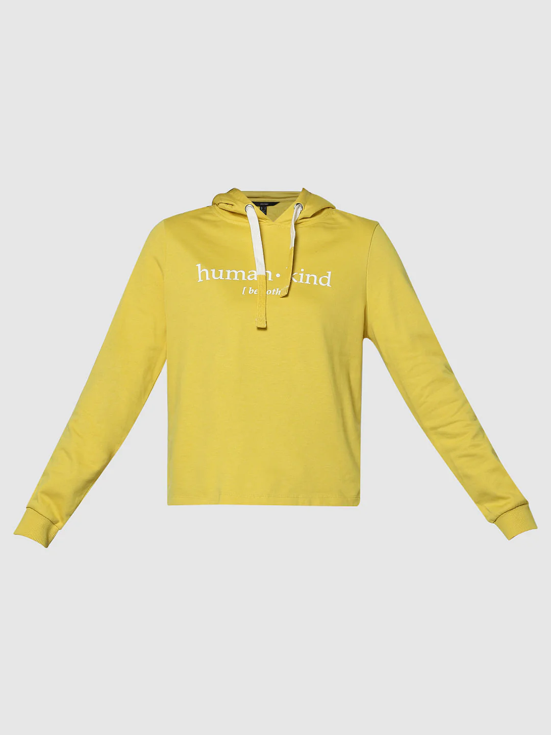 Yellow Text Print Hooded Sweatshirt - Image 6