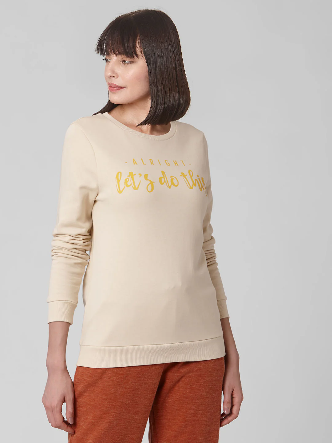 Beige Slogan Print Sweatshirt - Image 2
