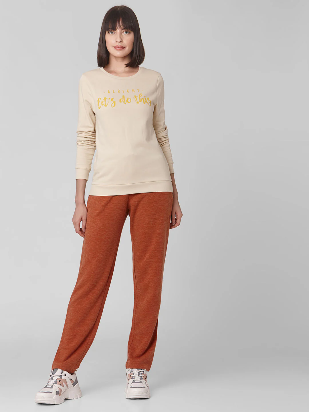 Beige Slogan Print Sweatshirt - Image 4