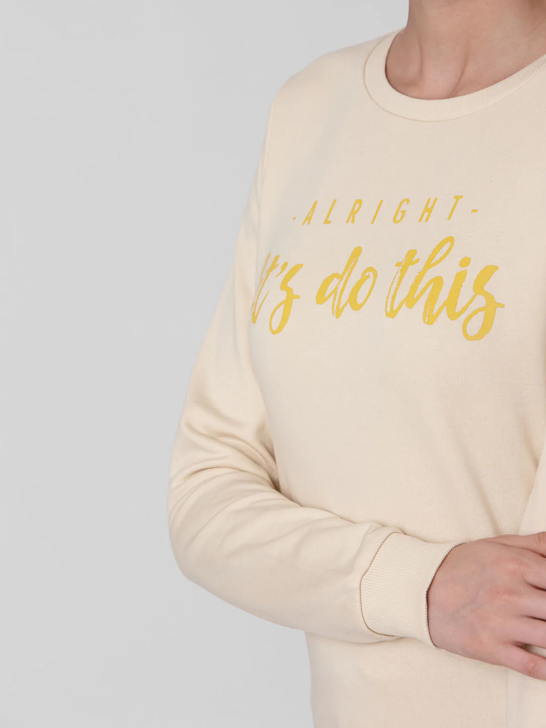 Beige Slogan Print Sweatshirt - Image 5