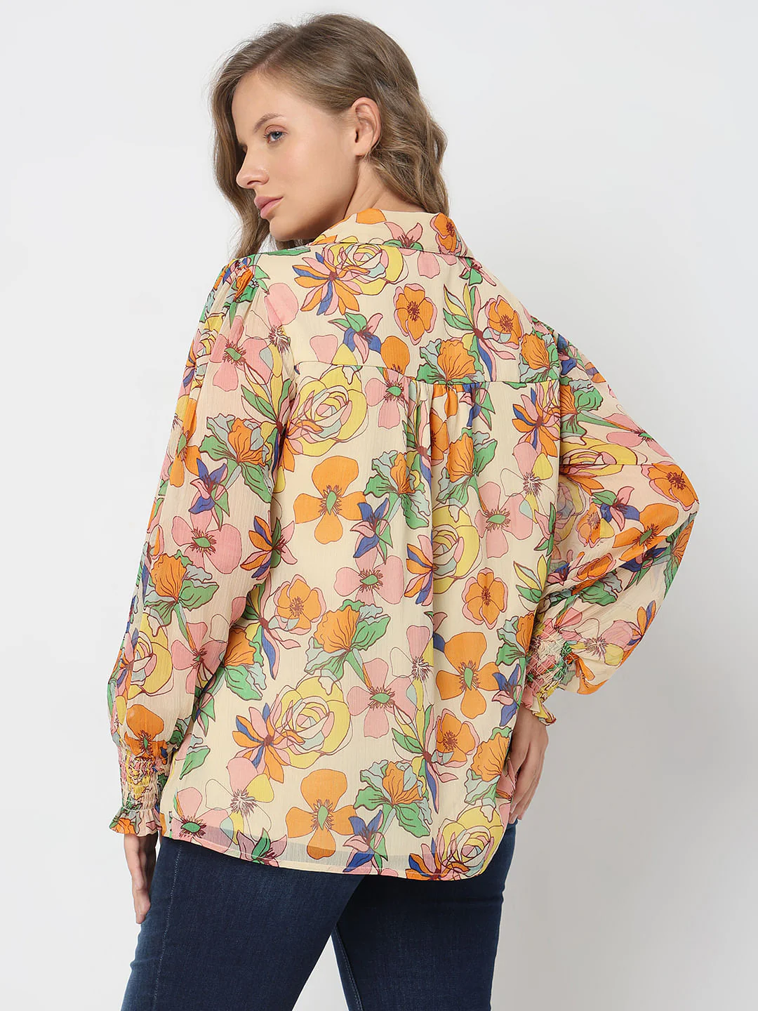 Curve Yellow Floral Print Shirt - Image 4