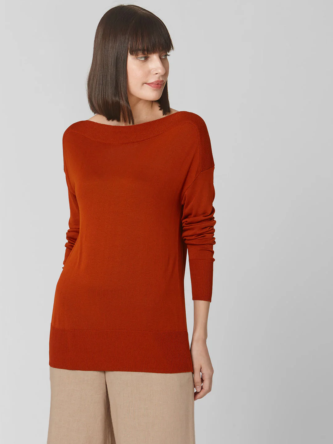 Burnt Red Boat Neck Pullover - Image 2