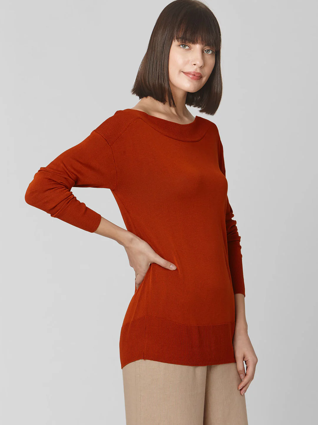 Burnt Red Boat Neck Pullover - Image 3