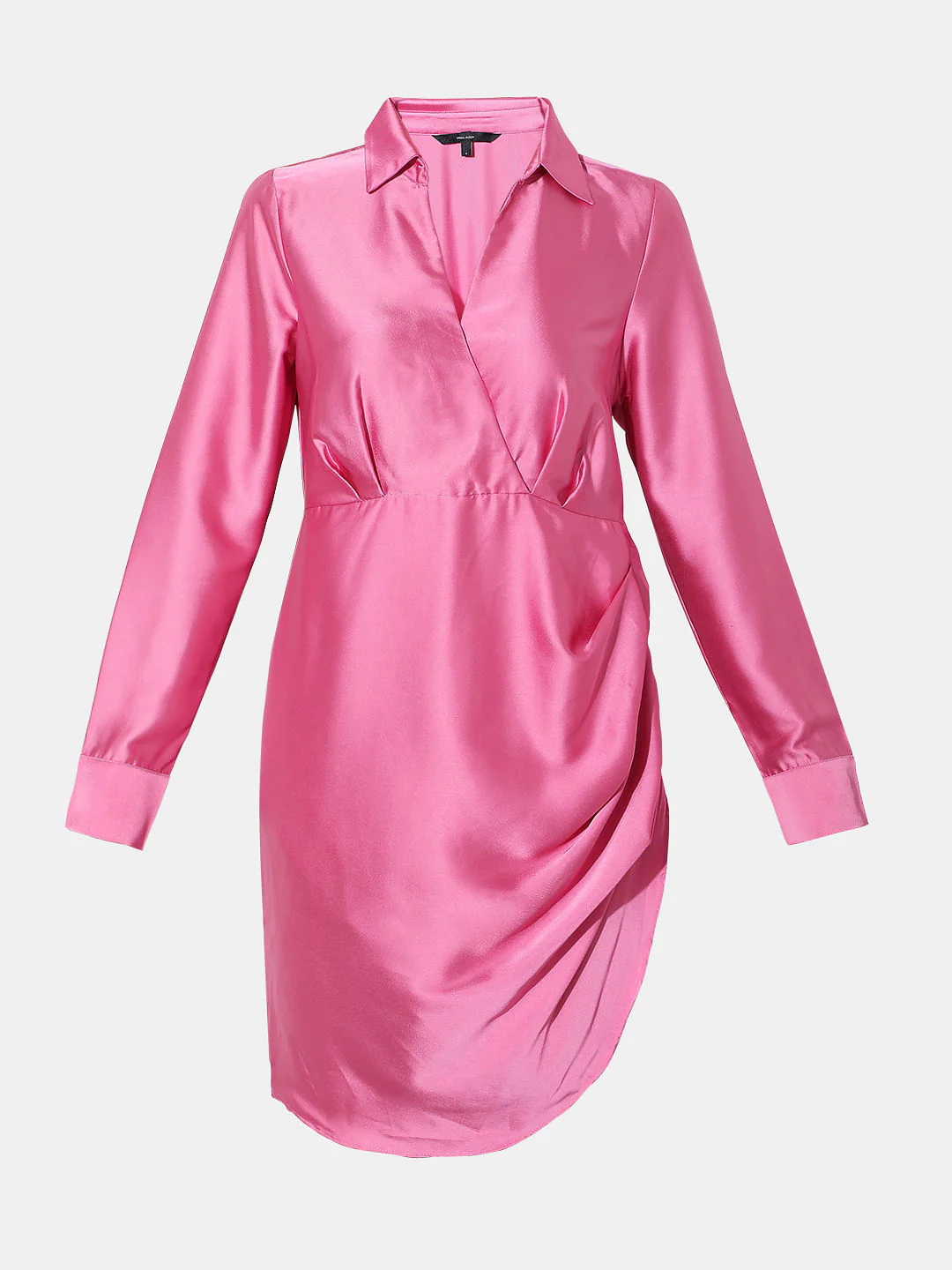 Pink Satin Wrap Shirt Dress - Image 7