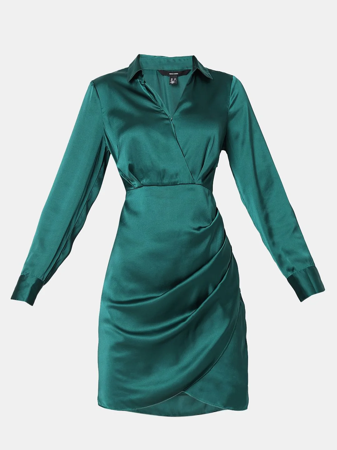 Teal Satin Shirt Dress - Image 9