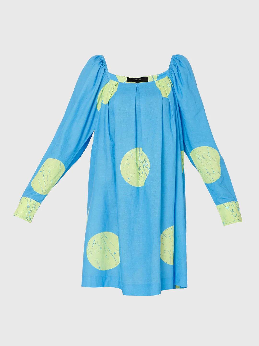 Blue Large Polka Dotted Shift Dress - Image 7