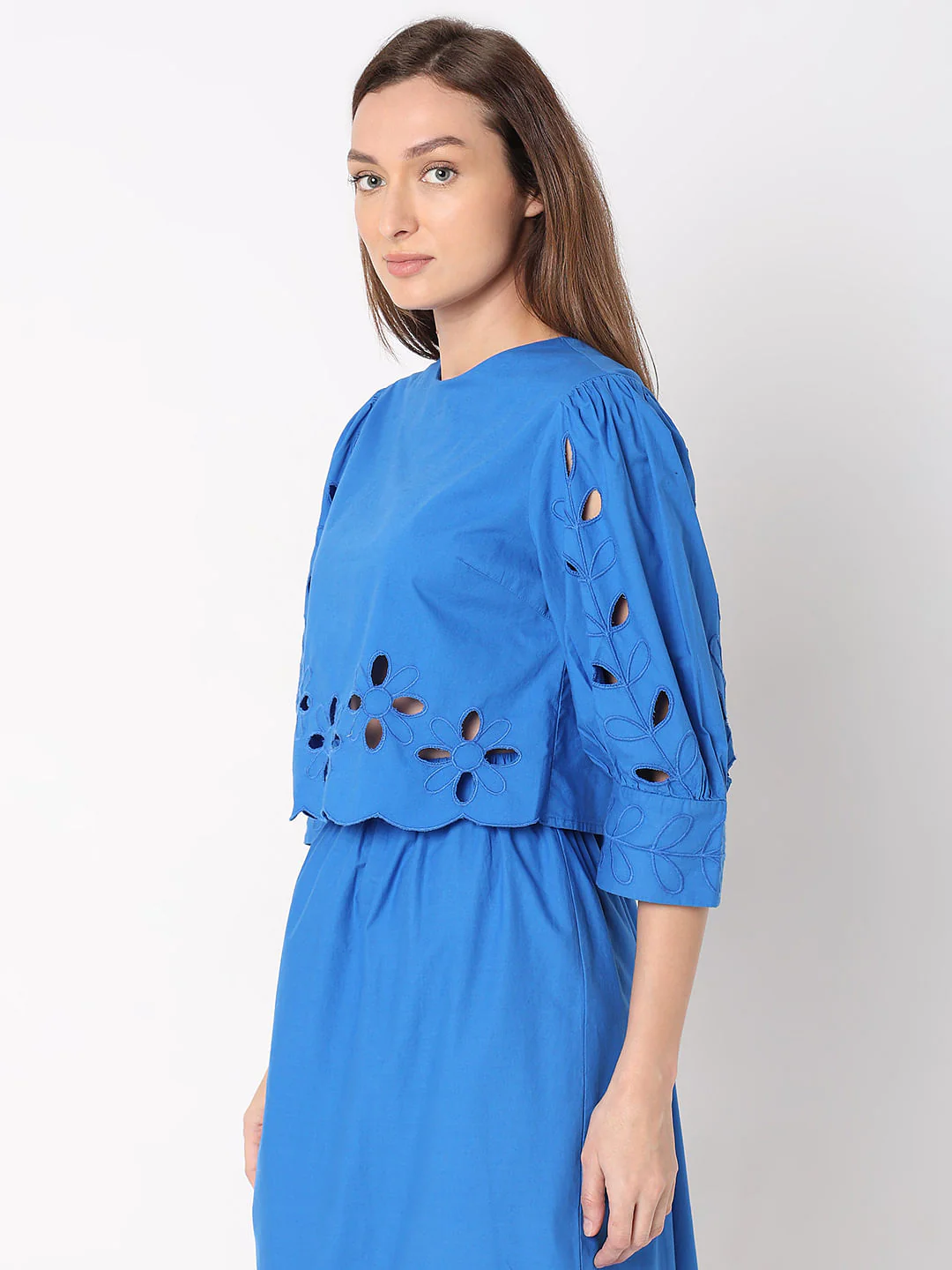 Blue Schiffli Co-Ord Set Top - Image 3