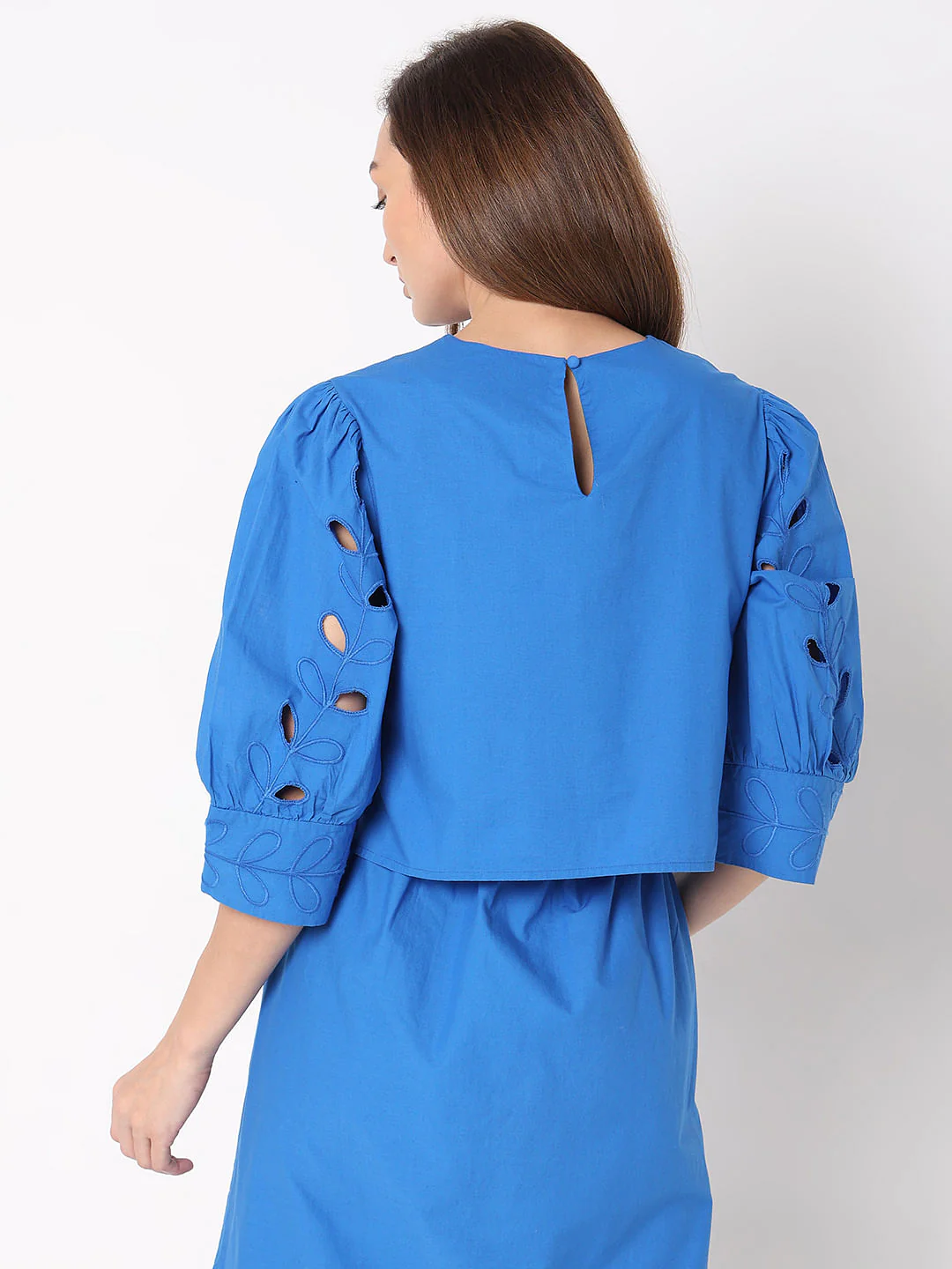 Blue Schiffli Co-Ord Set Top - Image 4