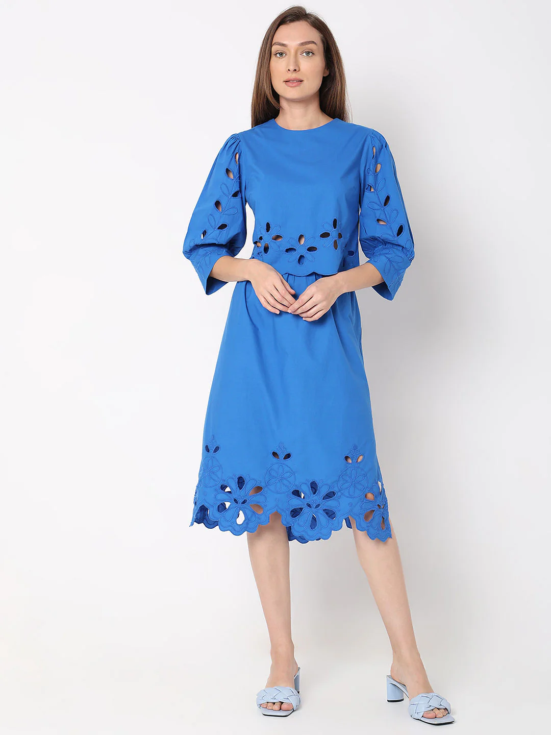 Blue Schiffli Co-Ord Set Top - Image 5