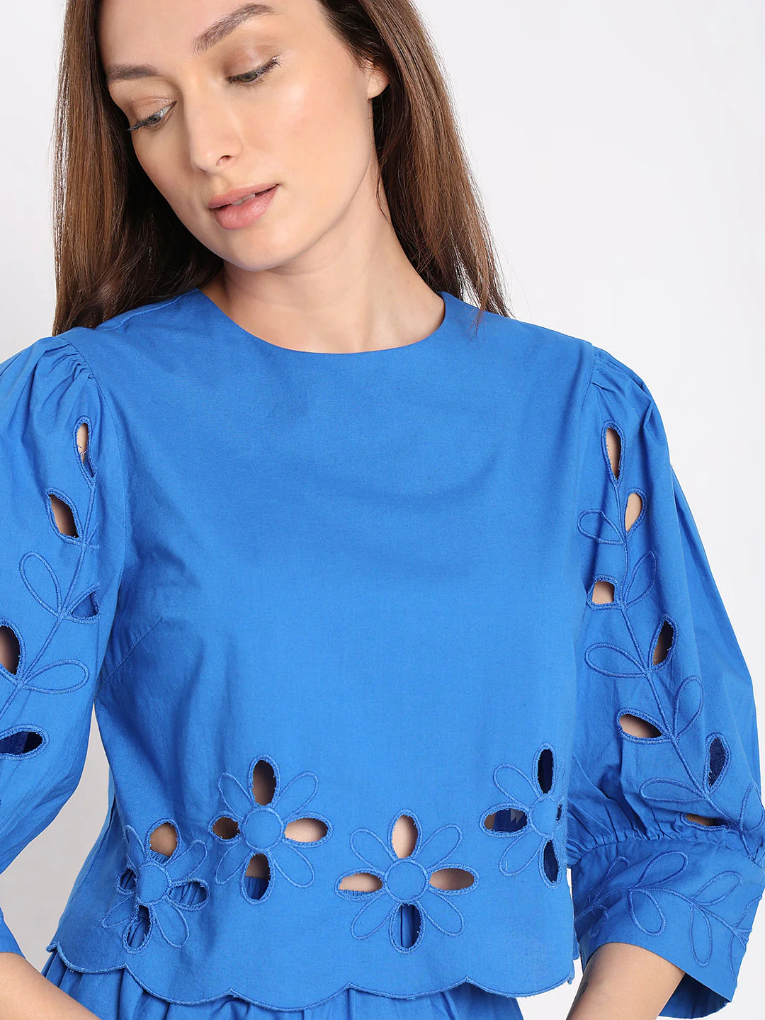 Blue Schiffli Co-Ord Set Top - Image 6
