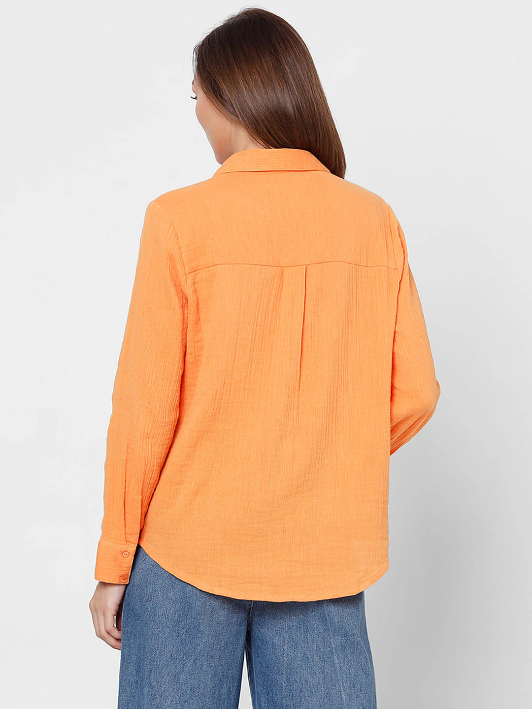 Orange Crinkle Weave Shirt - Image 4