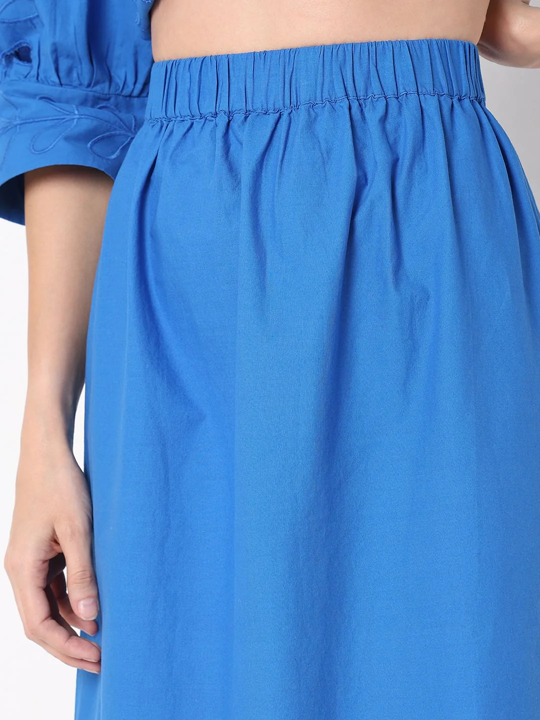 Blue Schiffli Co-Ord Set Skirt - Image 6