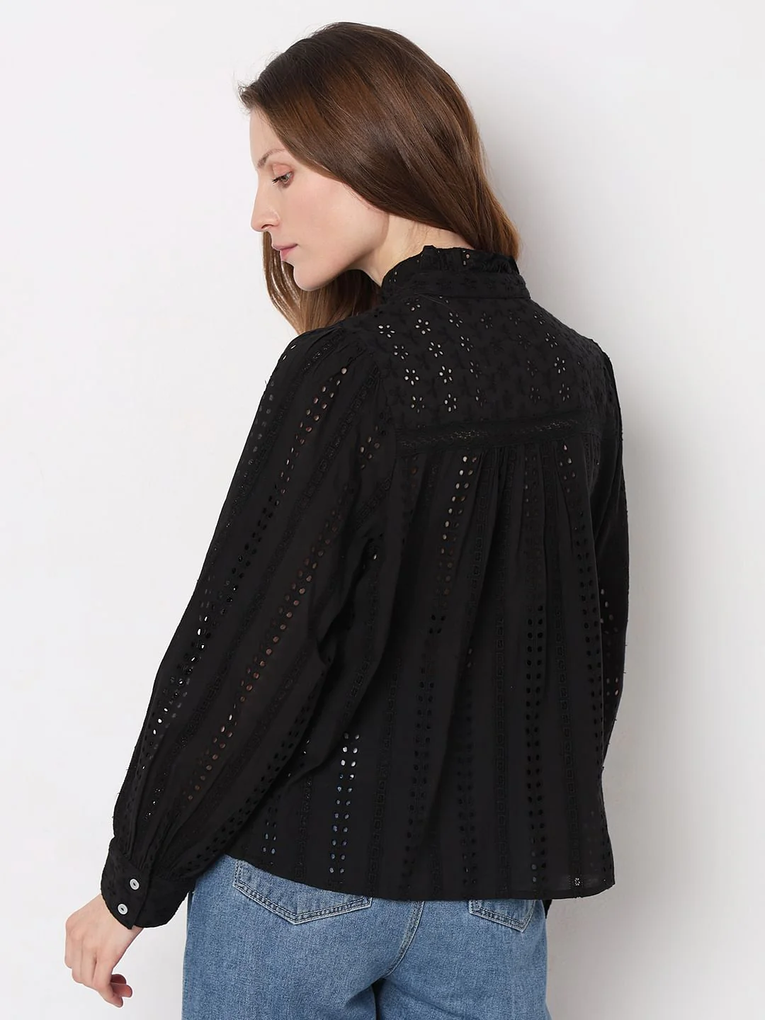 Black Schiffli Cotton Top - Image 4