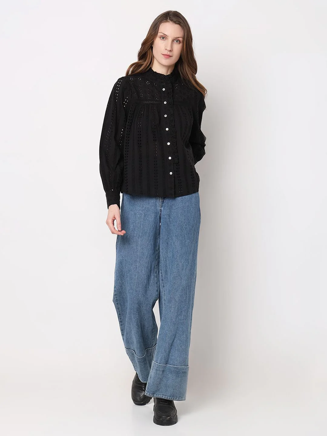 Black Schiffli Cotton Top - Image 5