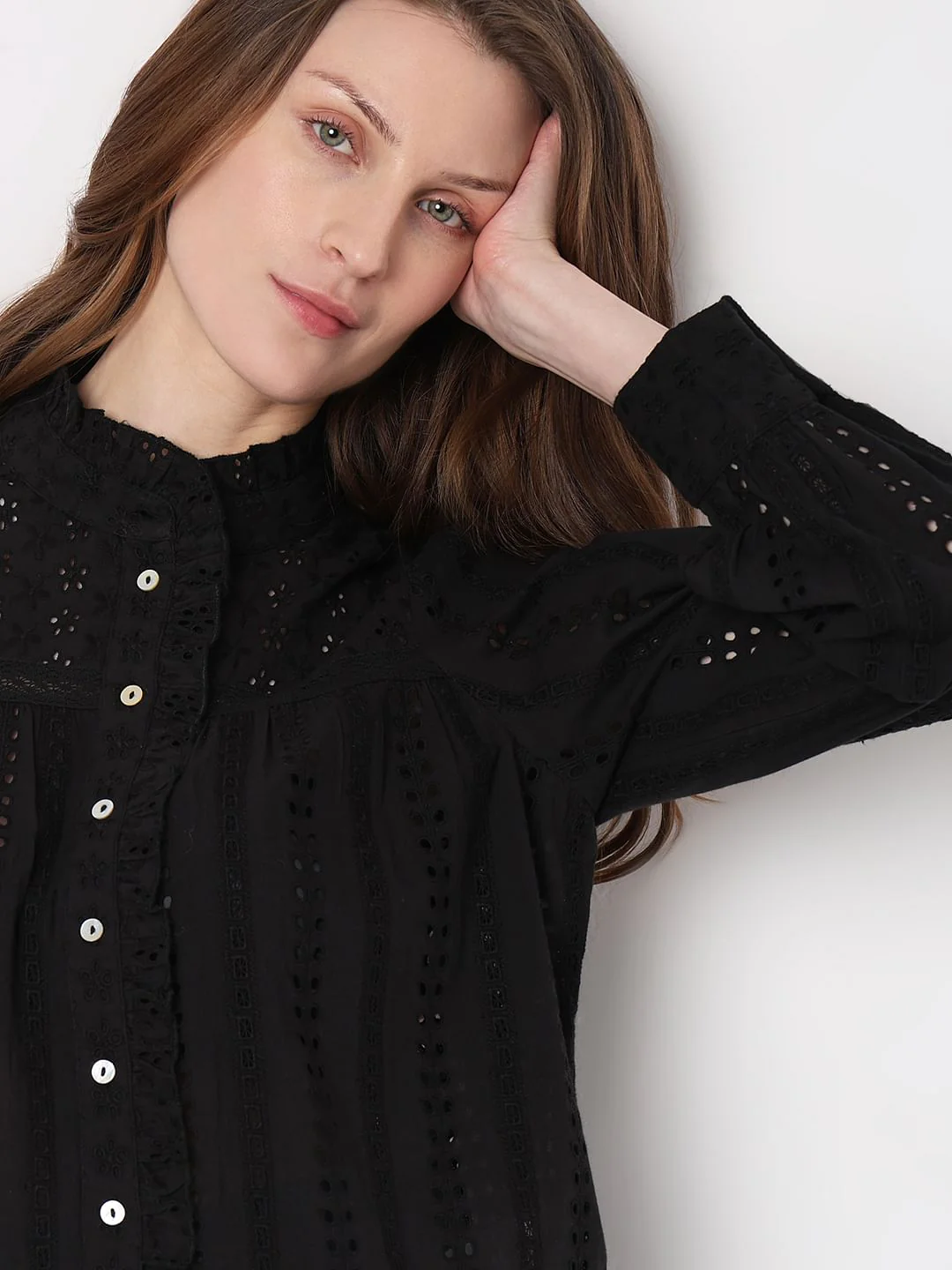 Black Schiffli Cotton Top - Image 6