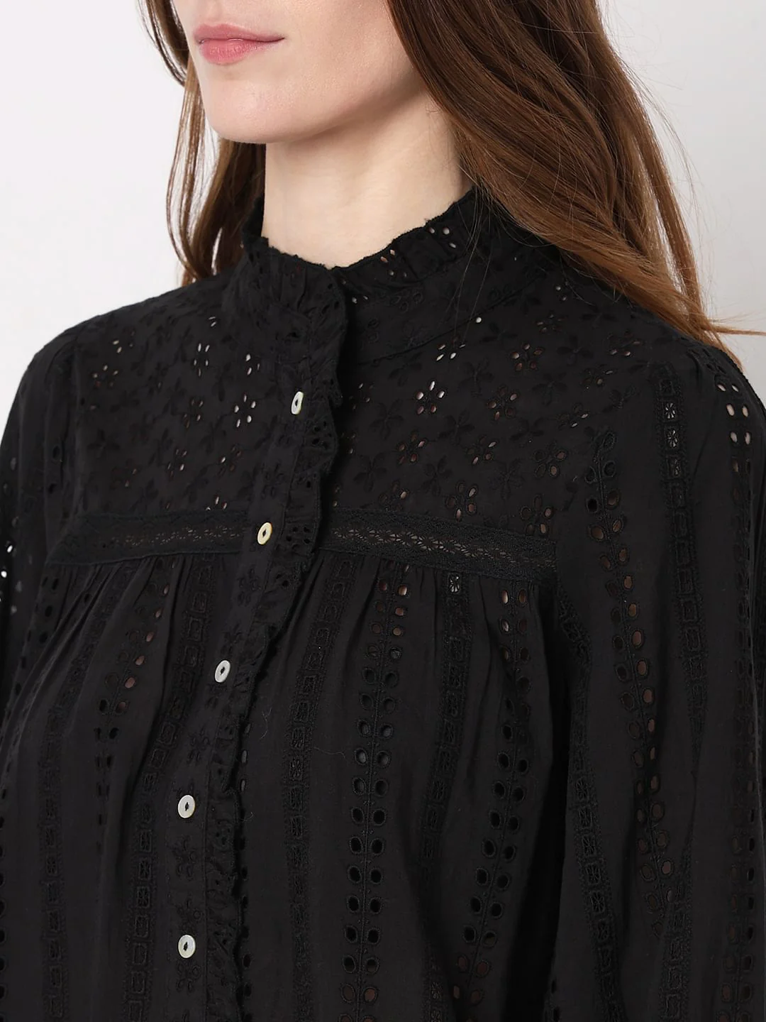 Black Schiffli Cotton Top - Image 8