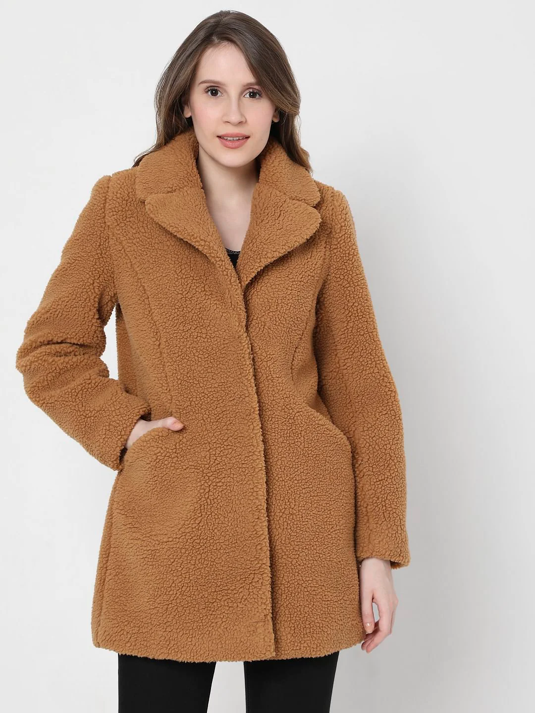 Brown Long Teddy Jacket - Image 2