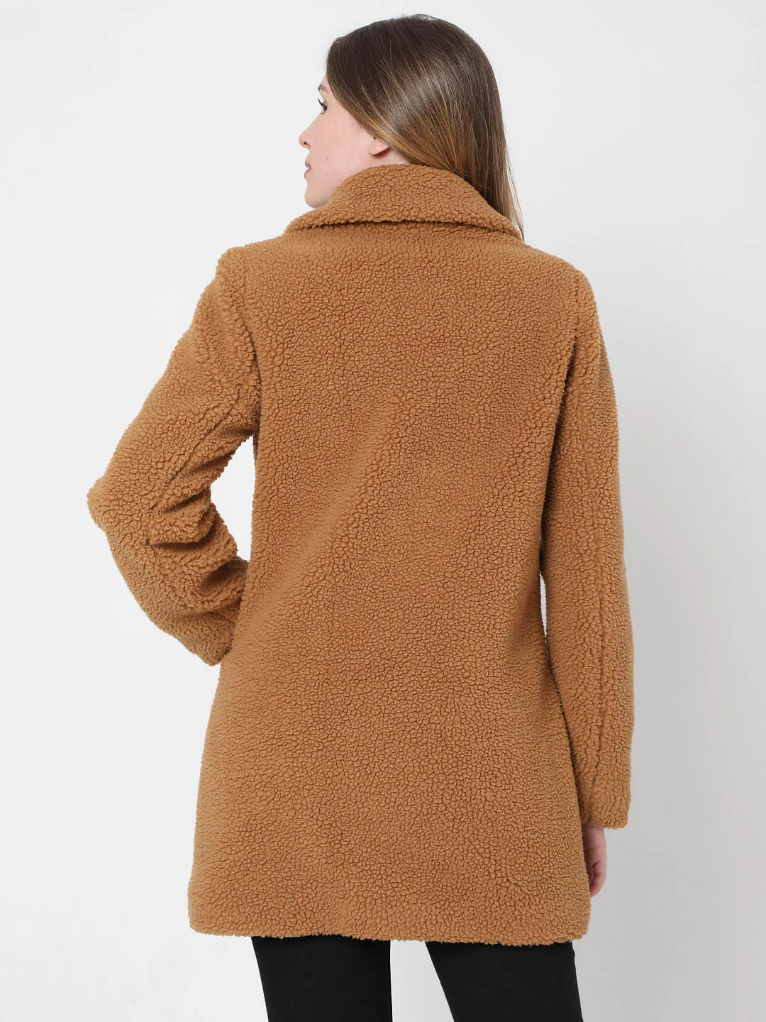 Brown Long Teddy Jacket - Image 4