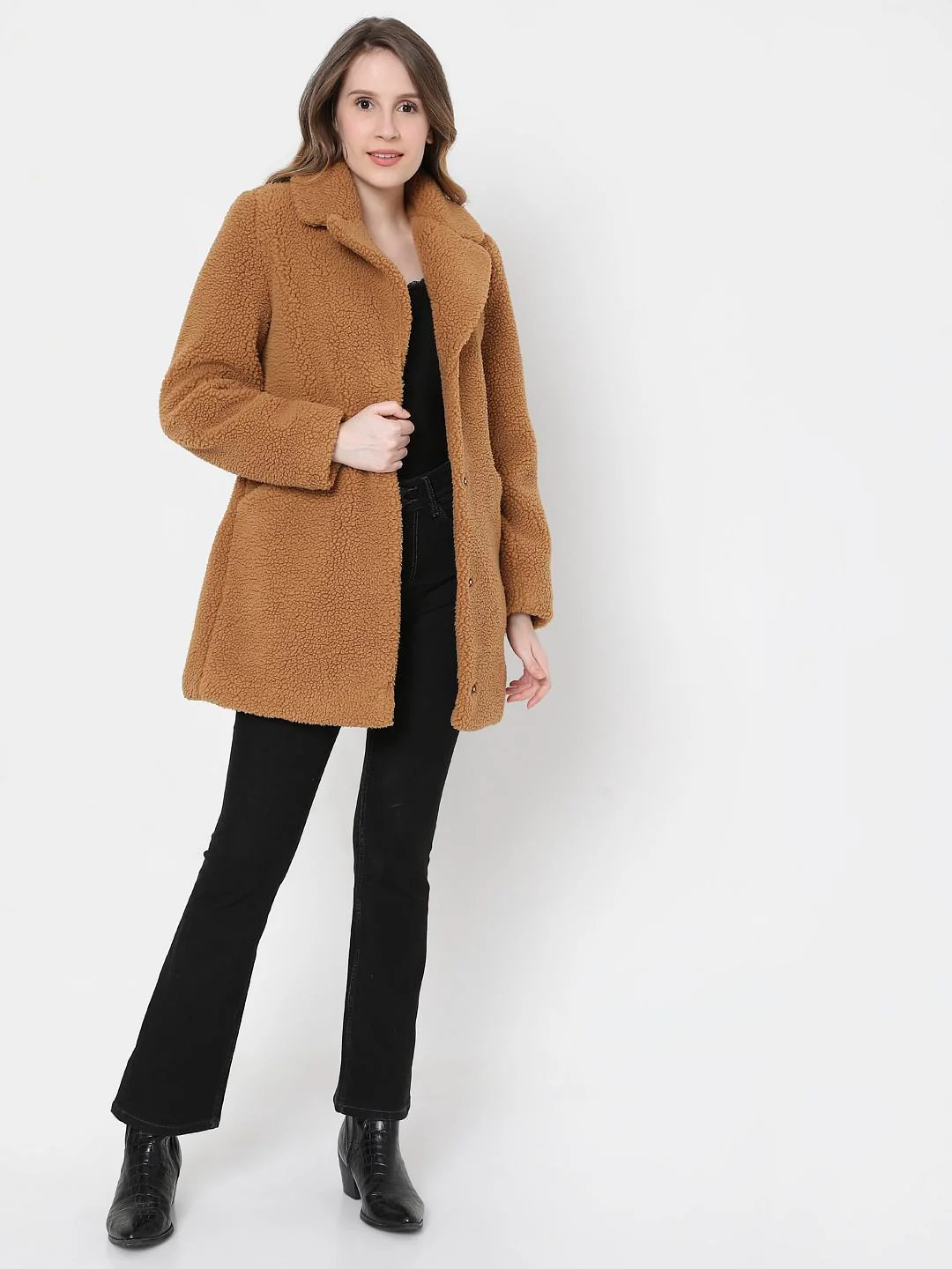 Brown Long Teddy Jacket - Image 5