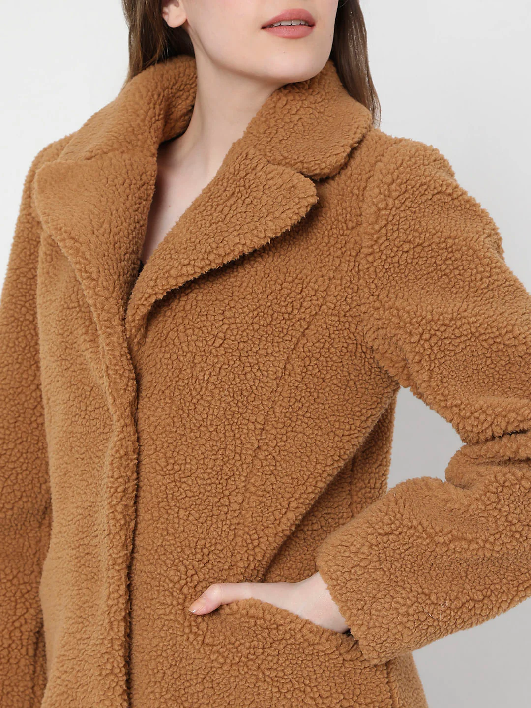 Brown Long Teddy Jacket - Image 6