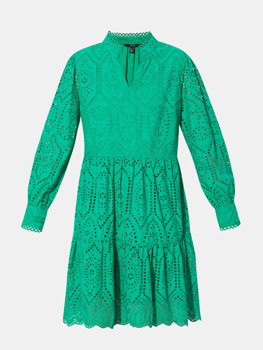 Green Schiffli Cut-Out Shift Dress - Image 7