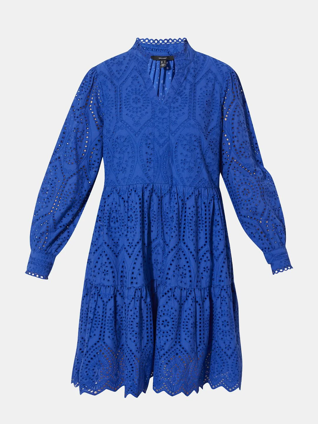Blue Schiffli Cut-Out Shift Dress - Image 7