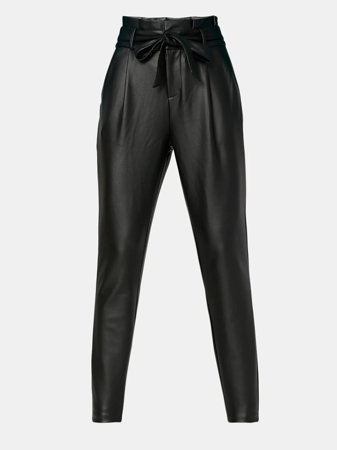 Black Mid Rise Paperbag Pants - Image 7